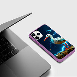 Чехол iPhone 11 Pro матовый Аист и гроза, цвет: 3D-фиолетовый — фото 2