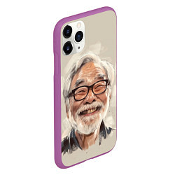 Чехол iPhone 11 Pro матовый Портрет Хаяо Миядзаки, цвет: 3D-фиолетовый — фото 2