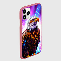 Чехол iPhone 11 Pro матовый Орел в неоновых огнях, цвет: 3D-малиновый — фото 2