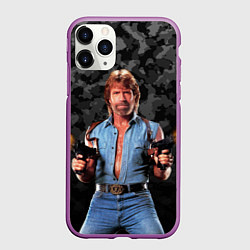 Чехол iPhone 11 Pro матовый Чак стреляет с узи, цвет: 3D-фиолетовый