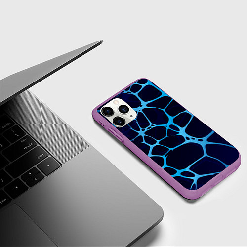 Чехол iPhone 11 Pro матовый Aqua - абстракция / 3D-Фиолетовый – фото 3