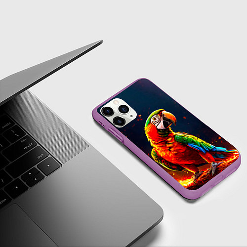 Чехол iPhone 11 Pro матовый Ара в огне / 3D-Фиолетовый – фото 3