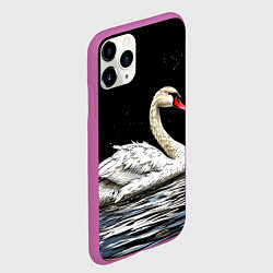 Чехол iPhone 11 Pro матовый Белый лебедь ночью, цвет: 3D-фиолетовый — фото 2