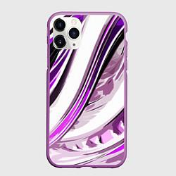 Чехол iPhone 11 Pro матовый Волнистая бело-фиолетовая абстракция, цвет: 3D-фиолетовый