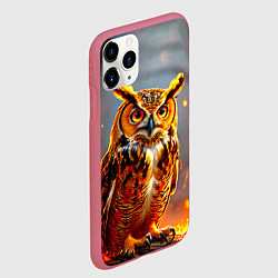 Чехол iPhone 11 Pro матовый Филин в огне, цвет: 3D-малиновый — фото 2