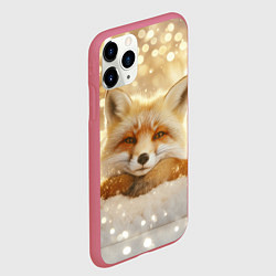Чехол iPhone 11 Pro матовый Рыжая лисица и боке, цвет: 3D-малиновый — фото 2
