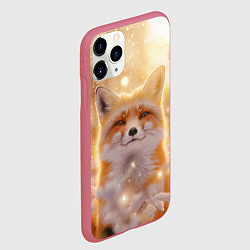 Чехол iPhone 11 Pro матовый Лисица и блестящий снег, цвет: 3D-малиновый — фото 2