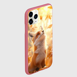 Чехол iPhone 11 Pro матовый Рыжая лисица в осеннем лесу, цвет: 3D-малиновый — фото 2