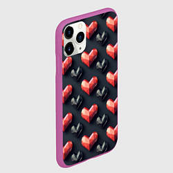 Чехол iPhone 11 Pro матовый Геометрические сердечки, цвет: 3D-фиолетовый — фото 2