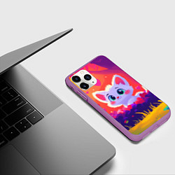 Чехол iPhone 11 Pro матовый Влюбленный милый песец, цвет: 3D-фиолетовый — фото 2