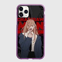 Чехол iPhone 11 Pro матовый Chainsaw man - Power fuck, цвет: 3D-фиолетовый