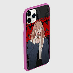 Чехол iPhone 11 Pro матовый Chainsaw man - Power fuck, цвет: 3D-фиолетовый — фото 2