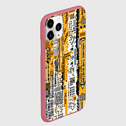 Чехол iPhone 11 Pro матовый Cyberpunk pattern yellow, цвет: 3D-малиновый — фото 2