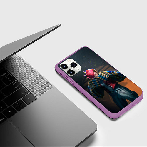 Чехол iPhone 11 Pro матовый Вай в силовых перчатках Аркейн / 3D-Фиолетовый – фото 3