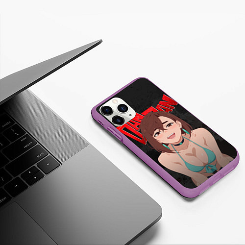 Чехол iPhone 11 Pro матовый Momo boobs / 3D-Фиолетовый – фото 3