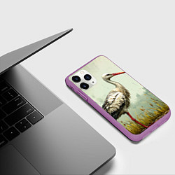 Чехол iPhone 11 Pro матовый Аист, цвет: 3D-фиолетовый — фото 2