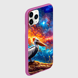 Чехол iPhone 11 Pro матовый Пеликан в космосе, цвет: 3D-фиолетовый — фото 2