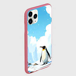 Чехол iPhone 11 Pro матовый Пингвин в Антарктиде, цвет: 3D-малиновый — фото 2