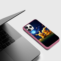 Чехол iPhone 11 Pro матовый Любовь Пикачу, цвет: 3D-малиновый — фото 2