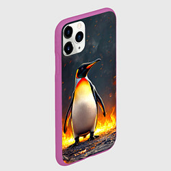 Чехол iPhone 11 Pro матовый Пингвин в огне, цвет: 3D-фиолетовый — фото 2