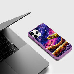 Чехол iPhone 11 Pro матовый Змея в космосе, цвет: 3D-фиолетовый — фото 2