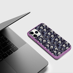Чехол iPhone 11 Pro матовый Черепа и ветви пальмы, цвет: 3D-фиолетовый — фото 2