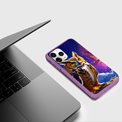 Чехол iPhone 11 Pro матовый Сова в космосе, цвет: 3D-фиолетовый — фото 2