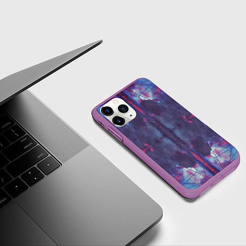 Чехол iPhone 11 Pro матовый Космическая паутина / 3D-Фиолетовый – фото 3