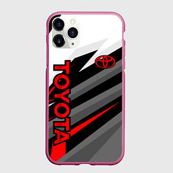 Чехол iPhone 11 Pro матовый Toyota - белый и красный, цвет: 3D-малиновый