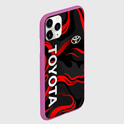 Чехол iPhone 11 Pro матовый Toyota - красные языки пламени, цвет: 3D-фиолетовый — фото 2