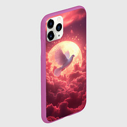 Чехол iPhone 11 Pro матовый Голубь на фоне луны, цвет: 3D-фиолетовый — фото 2