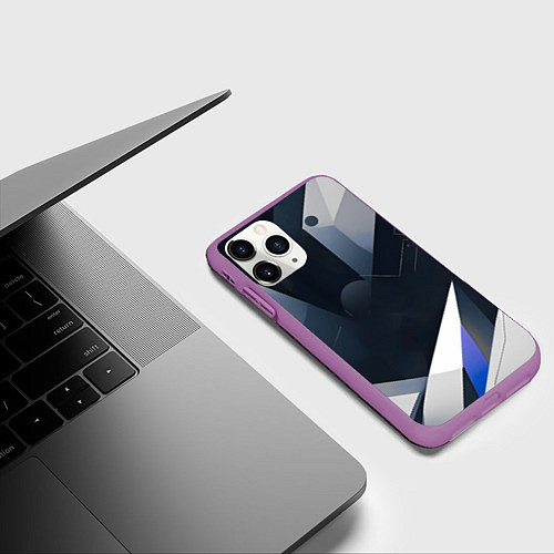 Чехол iPhone 11 Pro матовый Абстракция город следующего века / 3D-Фиолетовый – фото 3