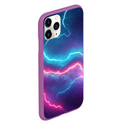 Чехол iPhone 11 Pro матовый Молнии - текстура, цвет: 3D-фиолетовый — фото 2