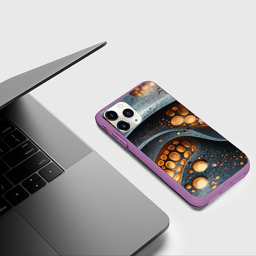 Чехол iPhone 11 Pro матовый Космическая выпуклая текстура / 3D-Фиолетовый – фото 3