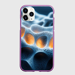 Чехол iPhone 11 Pro матовый Объемные соты, цвет: 3D-фиолетовый