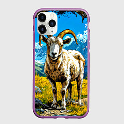 Чехол iPhone 11 Pro матовый Горный козел, цвет: 3D-фиолетовый