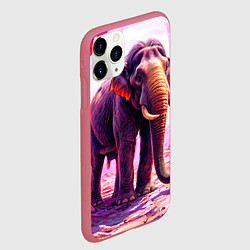 Чехол iPhone 11 Pro матовый Слон в розовом свете, цвет: 3D-малиновый — фото 2