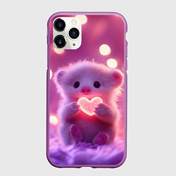 Чехол iPhone 11 Pro матовый Милый грызун с сердечком, цвет: 3D-фиолетовый