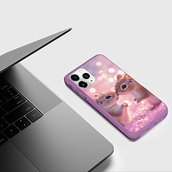 Чехол iPhone 11 Pro матовый Белочки целуются, цвет: 3D-фиолетовый — фото 2