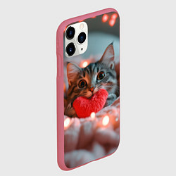 Чехол iPhone 11 Pro матовый Котик с сердечком, цвет: 3D-малиновый — фото 2