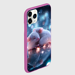 Чехол iPhone 11 Pro матовый Милые влюбленные мышки, цвет: 3D-фиолетовый — фото 2