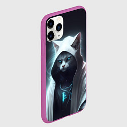 Чехол iPhone 11 Pro матовый Инопланетный белый кот, цвет: 3D-фиолетовый — фото 2
