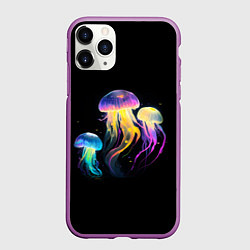 Чехол iPhone 11 Pro матовый Танец трёх медуз, цвет: 3D-фиолетовый