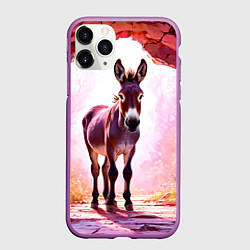 Чехол iPhone 11 Pro матовый Осел в розовом свете, цвет: 3D-фиолетовый