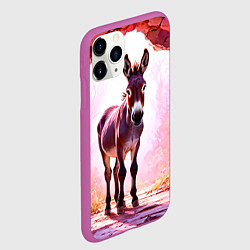 Чехол iPhone 11 Pro матовый Осел в розовом свете, цвет: 3D-фиолетовый — фото 2