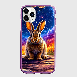Чехол iPhone 11 Pro матовый Зачик и космическое небо, цвет: 3D-фиолетовый