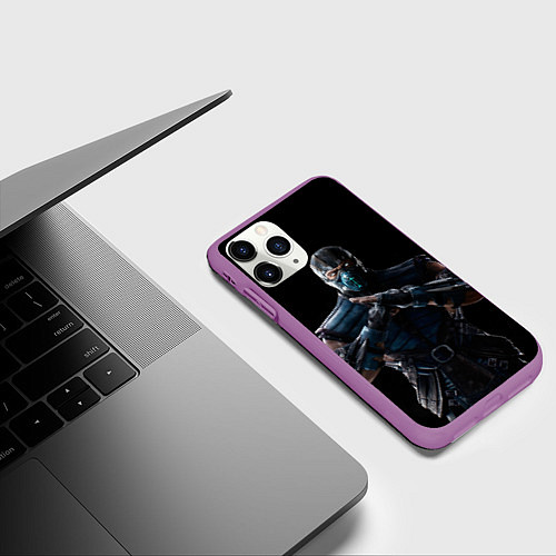 Чехол iPhone 11 Pro матовый Mortal kombat - Sub Zero / 3D-Фиолетовый – фото 3
