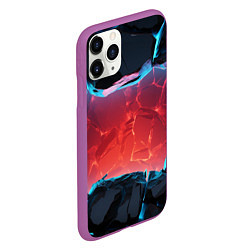 Чехол iPhone 11 Pro матовый Неоновая разбитая стена - текстура, цвет: 3D-фиолетовый — фото 2