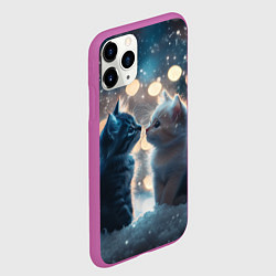 Чехол iPhone 11 Pro матовый Белый и черный котенок, цвет: 3D-фиолетовый — фото 2