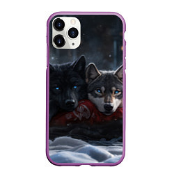 Чехол iPhone 11 Pro матовый Love wolfs, цвет: 3D-фиолетовый